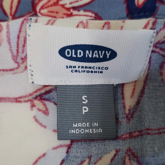 OLD NAVY Romper Floral Blue Small Cinch Waist Long Sleeves Beach Boho Festival - Picture 8 of 12